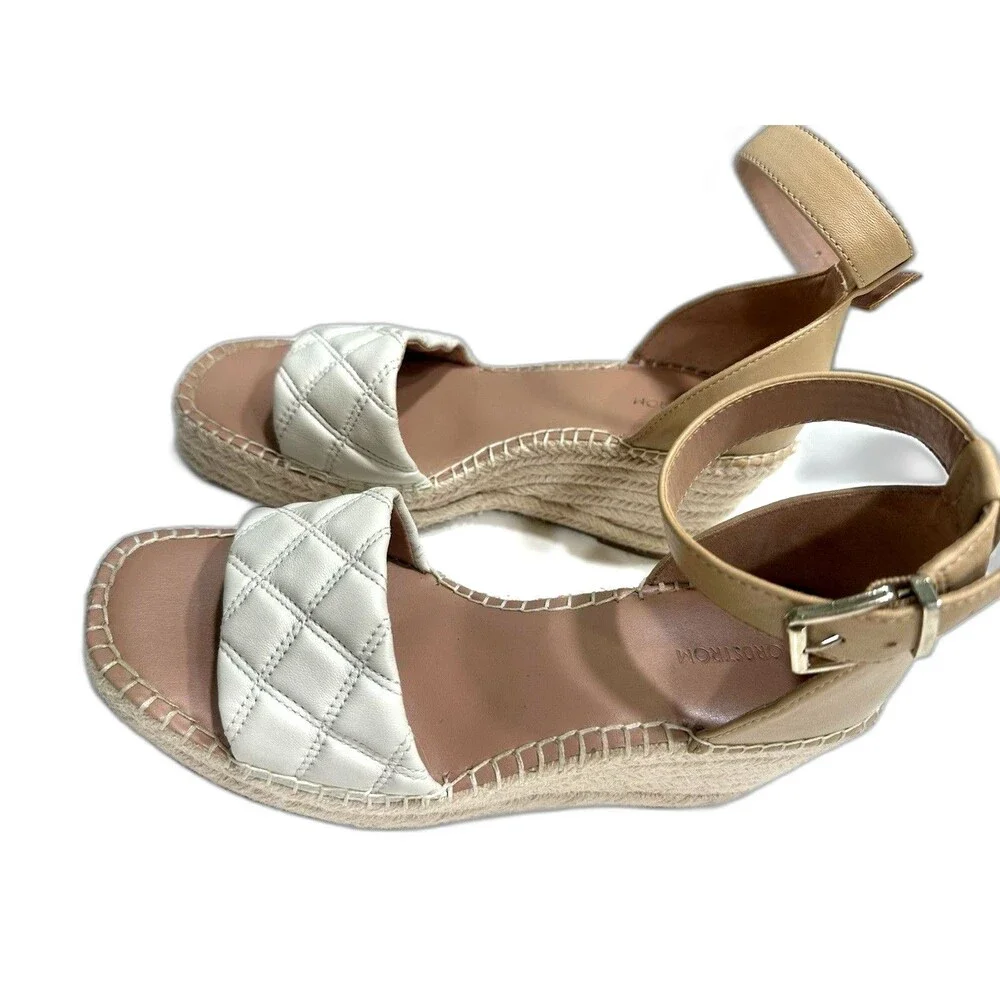 Nordstrom Carmen Espadrille Platform Wedge Sandal Beige Leather Size 8